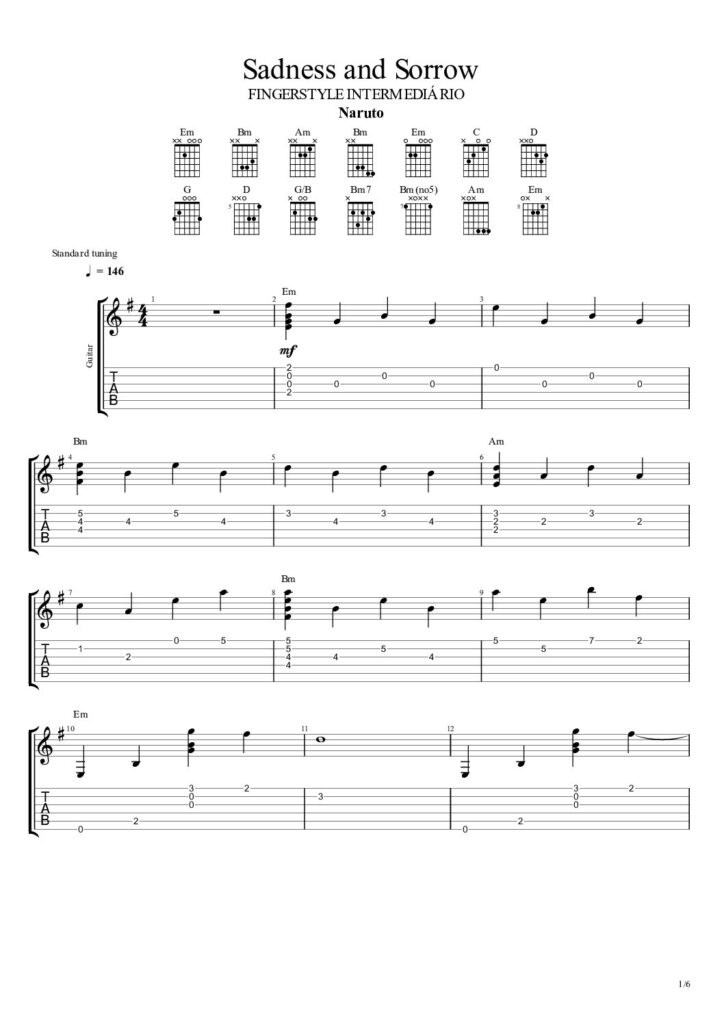 Primeira página demonstrativa de Sadness And Sorrow